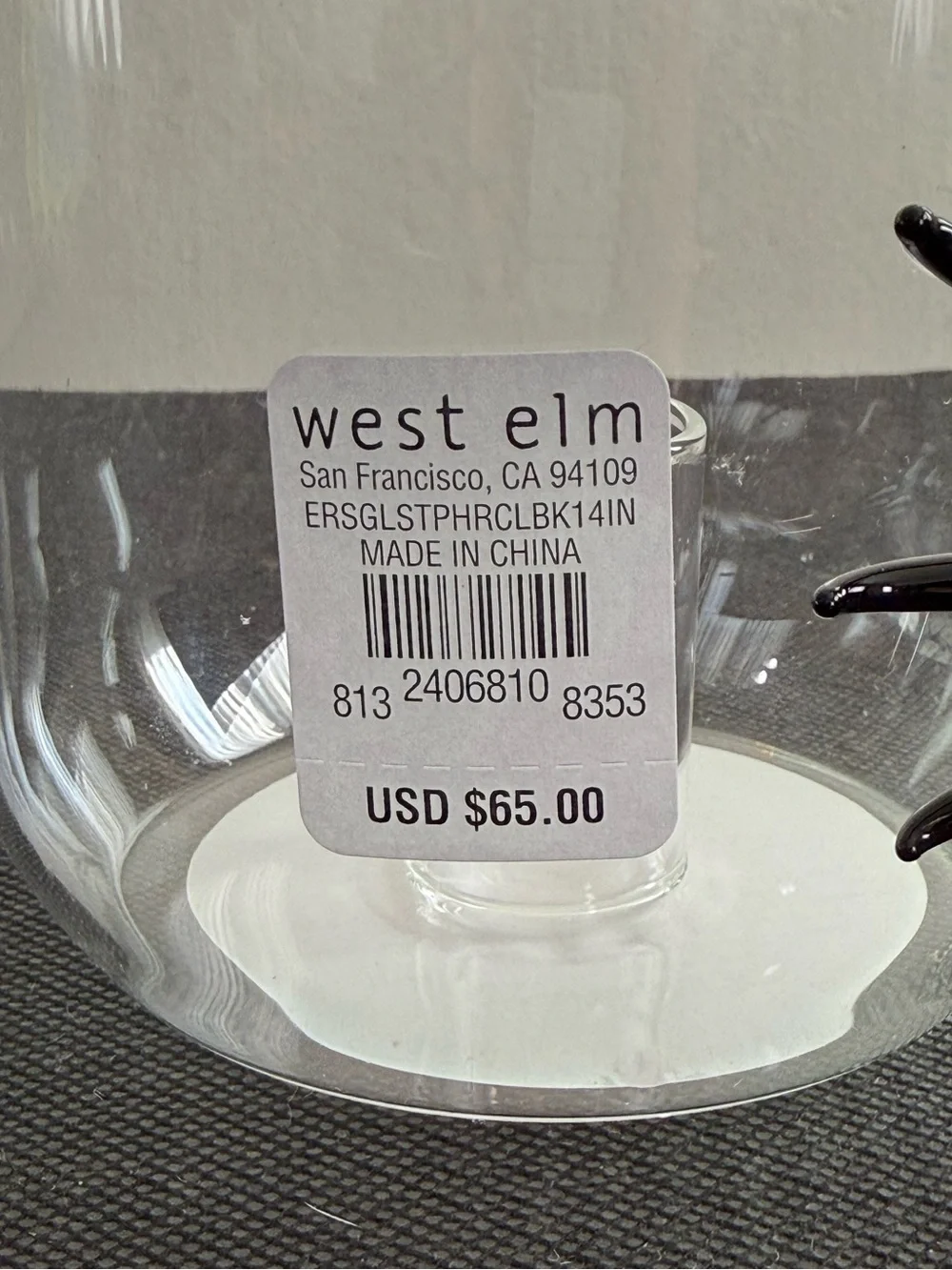 West Elm Glass Spider Taper Hurricane Candleholder